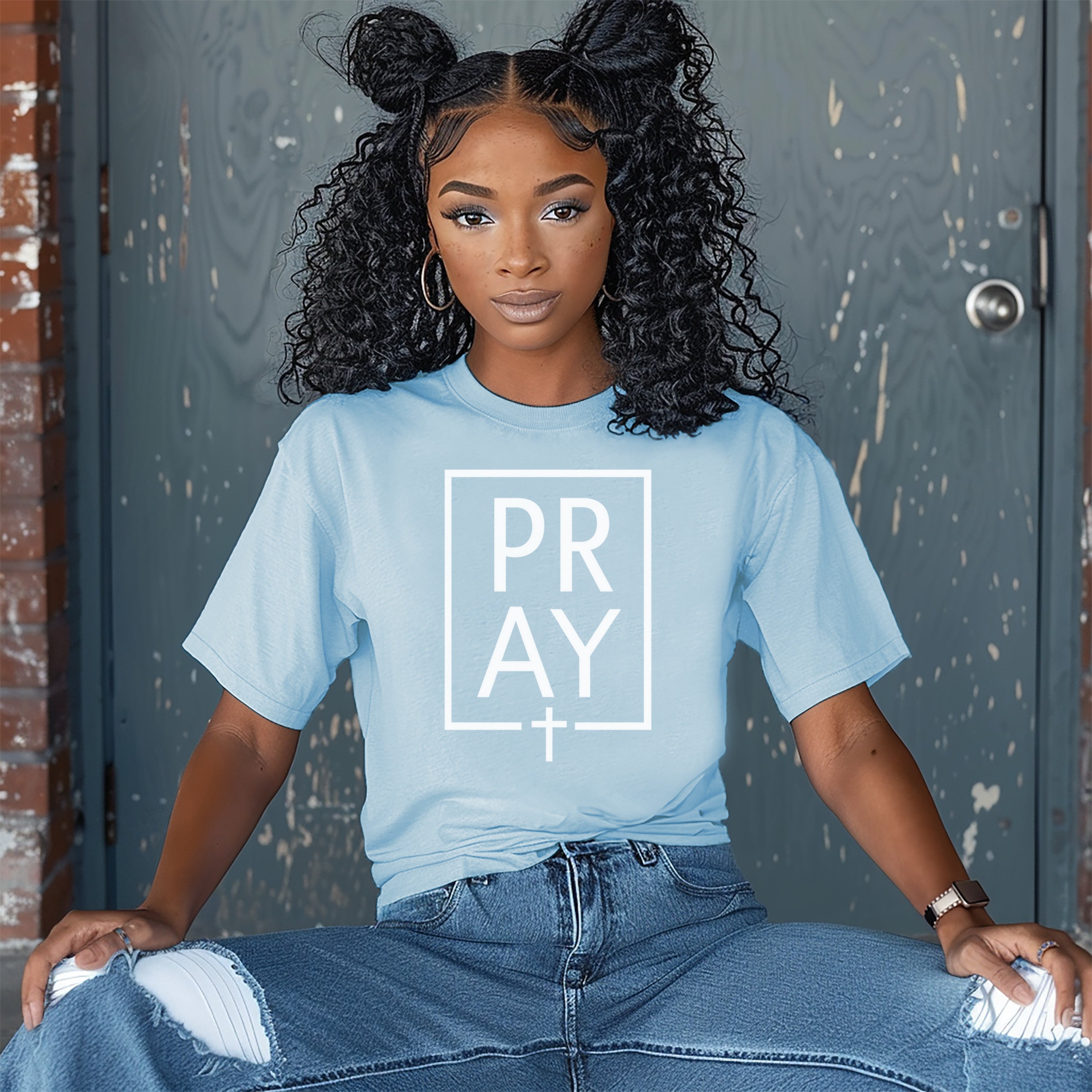Pray +Cross Unisex Relaxed Fit T-Shirt