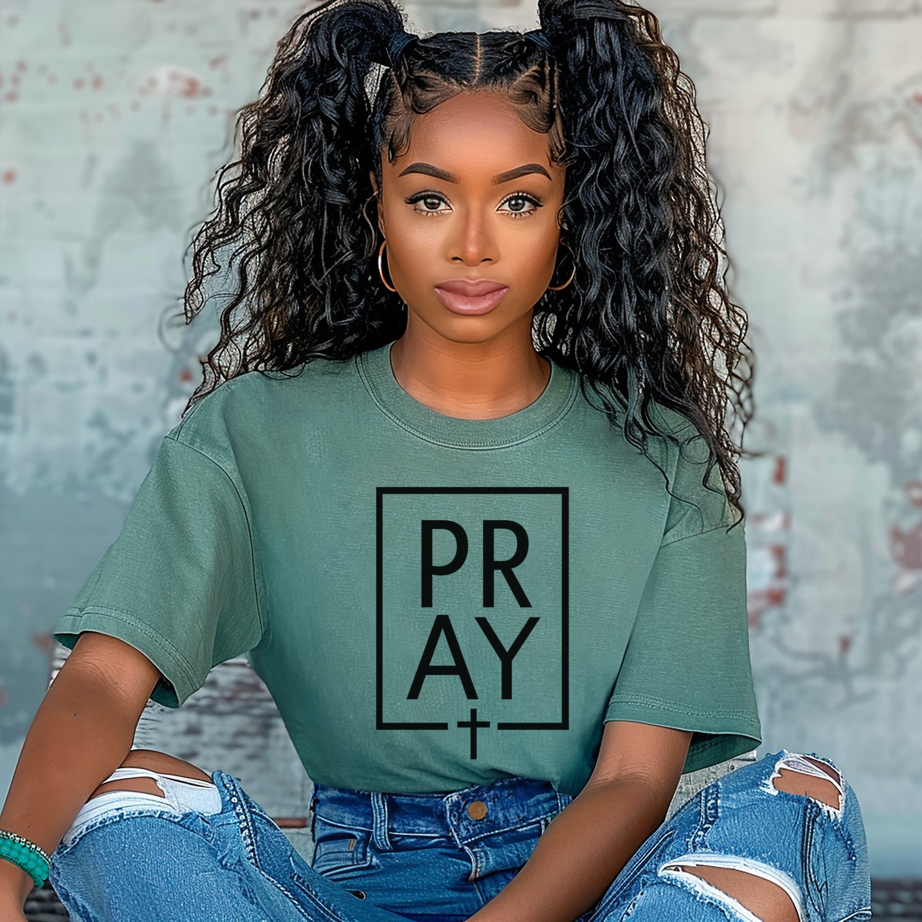 Pray +Cross Unisex Relaxed Fit T-Shirt