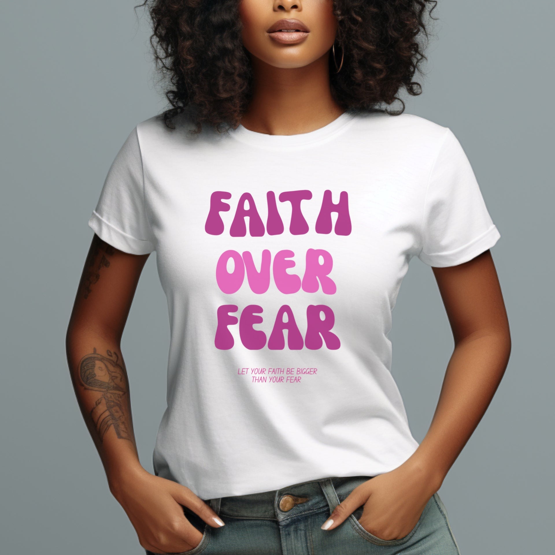 Faith Over Fear Pink Women's Tee - My Faith My Father