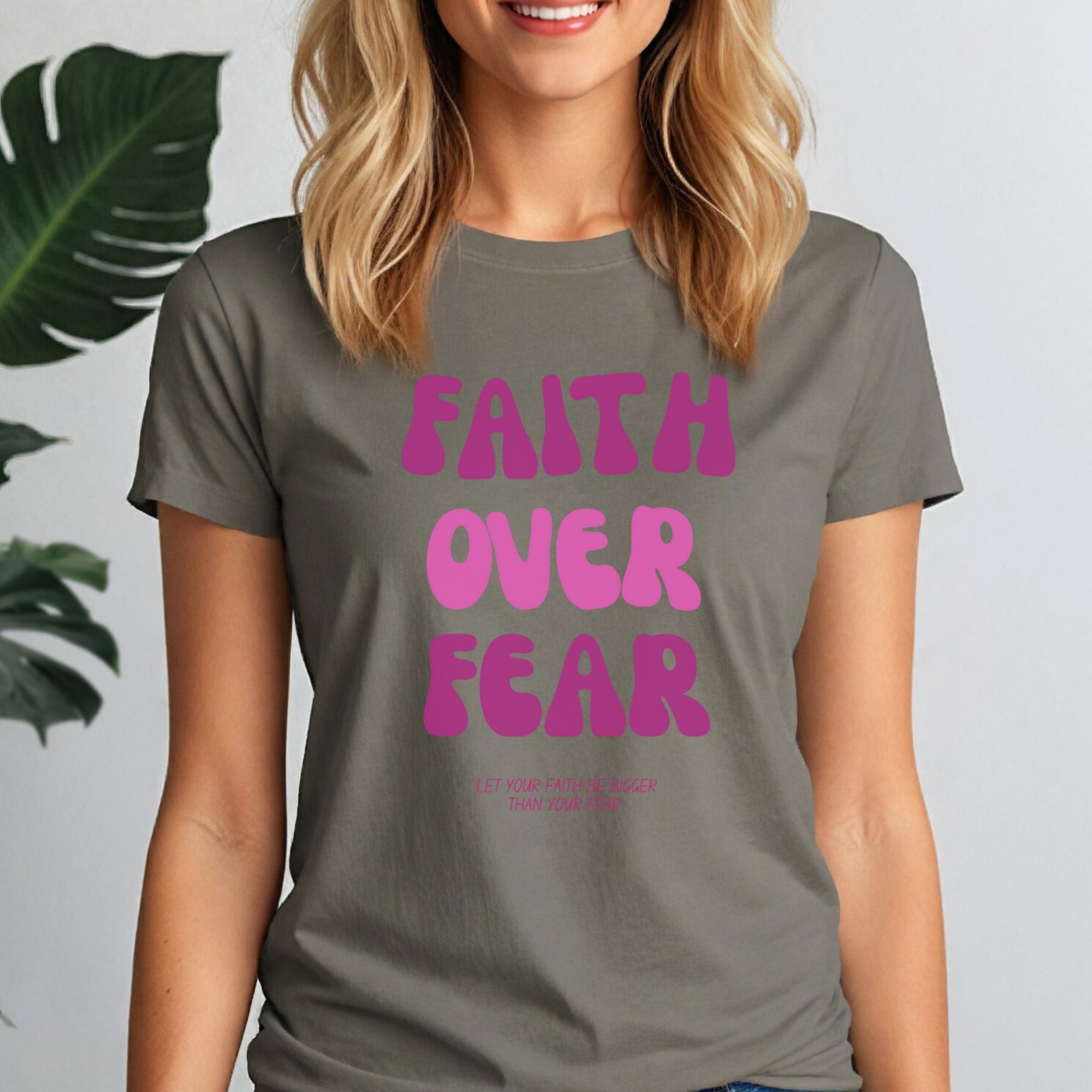 Faith Over Fear Pink Women's Tee, Inspirational T-Shirt, Motivational Gift, Self-Love Apparel, Everyday Wear, Positive Vibes