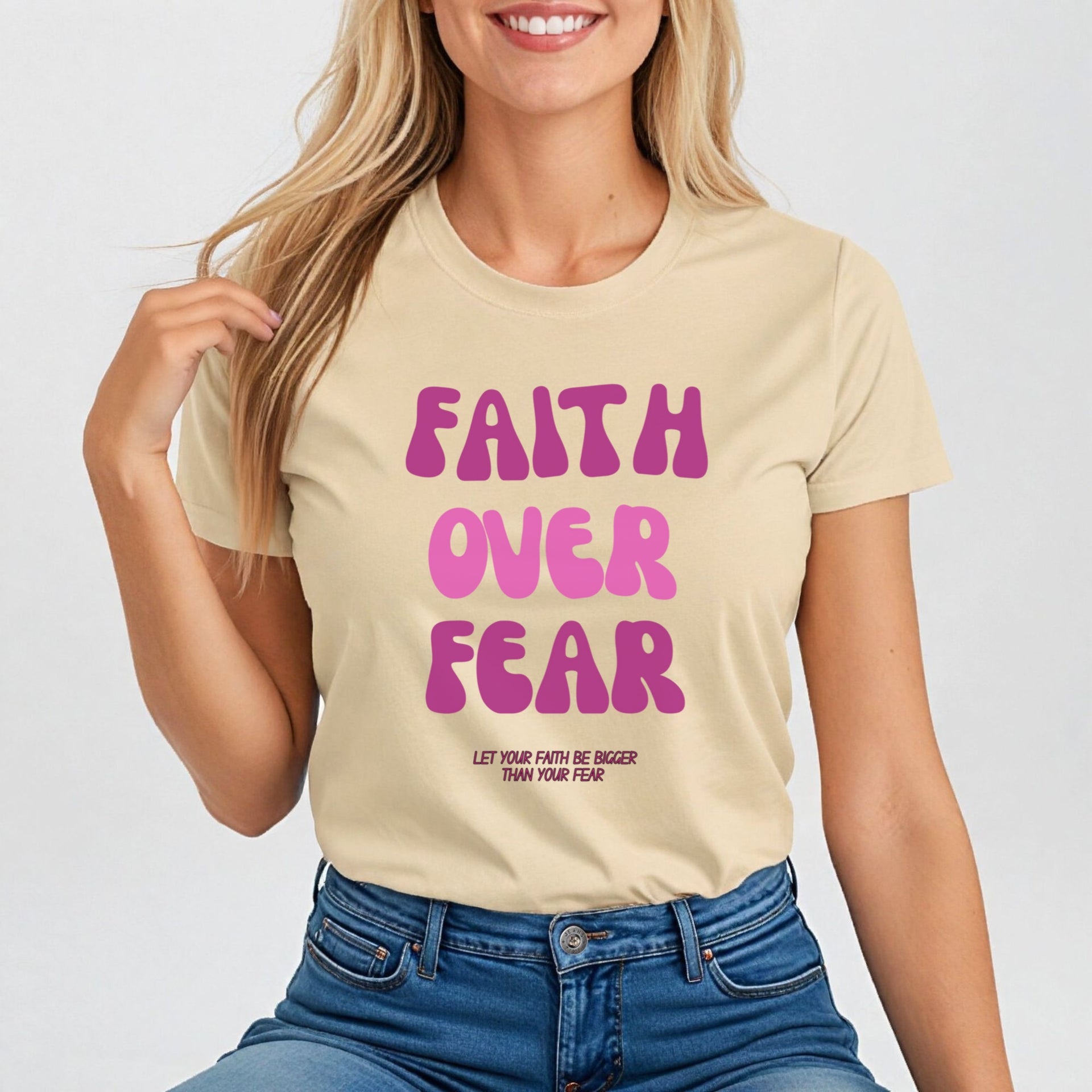 Faith Over Fear Pink Women's Tee - My Faith My Father