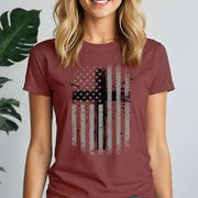 Faith Flag With Cross Women's Tee - My Faith My Father