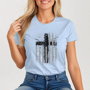 Faith Flag With Cross Women's Tee - My Faith My Father