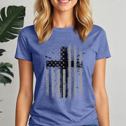Faith Flag With Cross Women's Tee - My Faith My Father