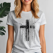 Faith Flag With Cross Women's Tee - My Faith My Father