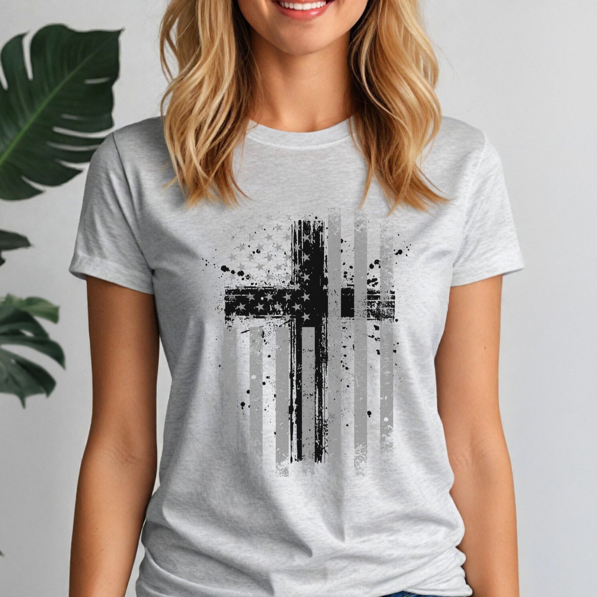 Faith Flag With Cross Women's Tee - My Faith My Father