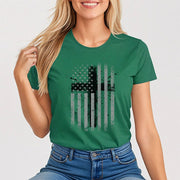 Faith Flag With Cross Women's Tee - My Faith My Father