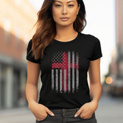 Faith Flag With Cross Women's Tee - My Faith My Father