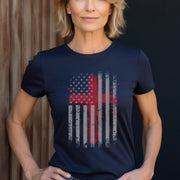 Faith Flag With Cross Women's Tee - My Faith My Father