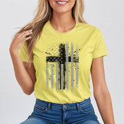 Faith Flag With Cross Women's Tee - My Faith My Father
