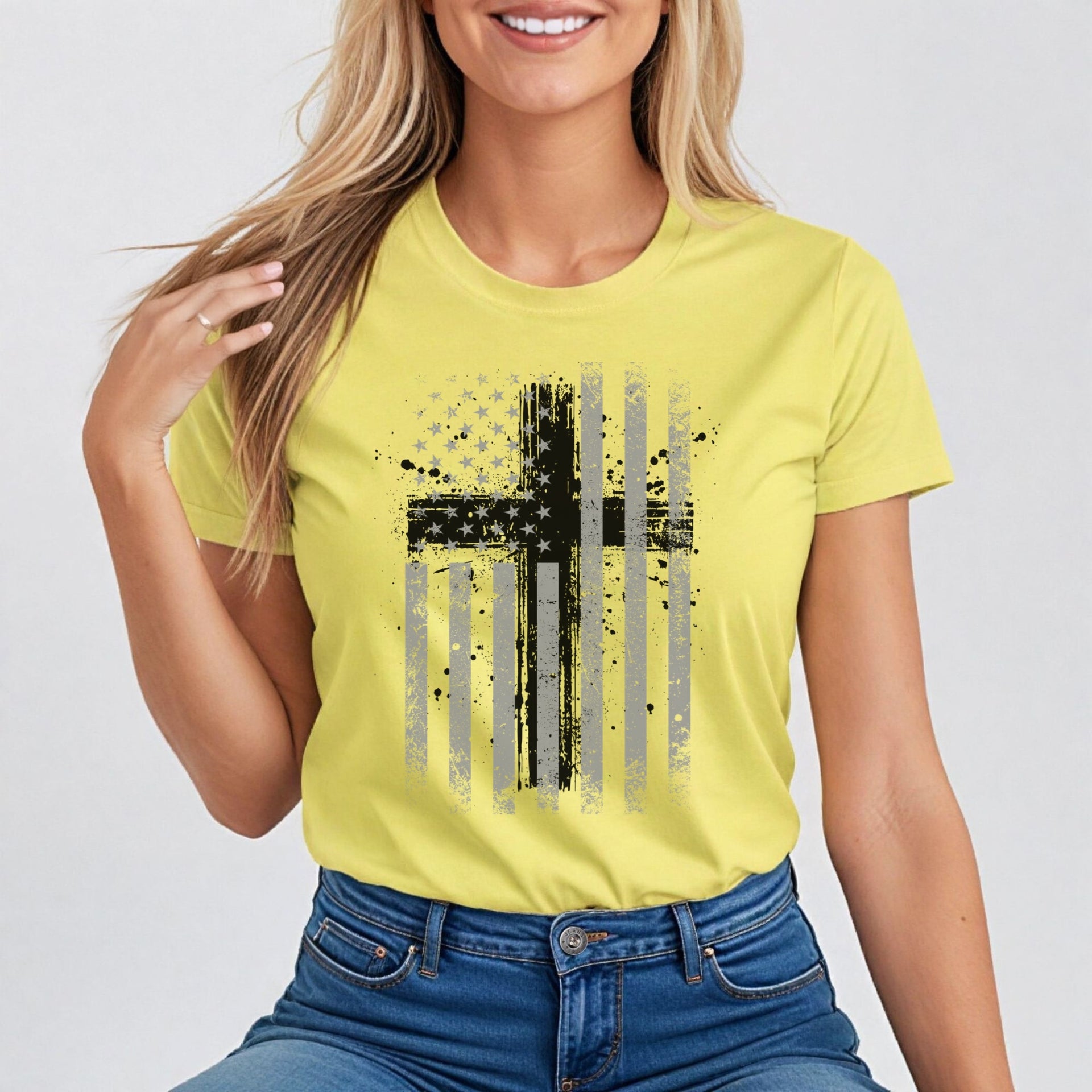 Faith Flag With Cross Women's Tee - My Faith My Father