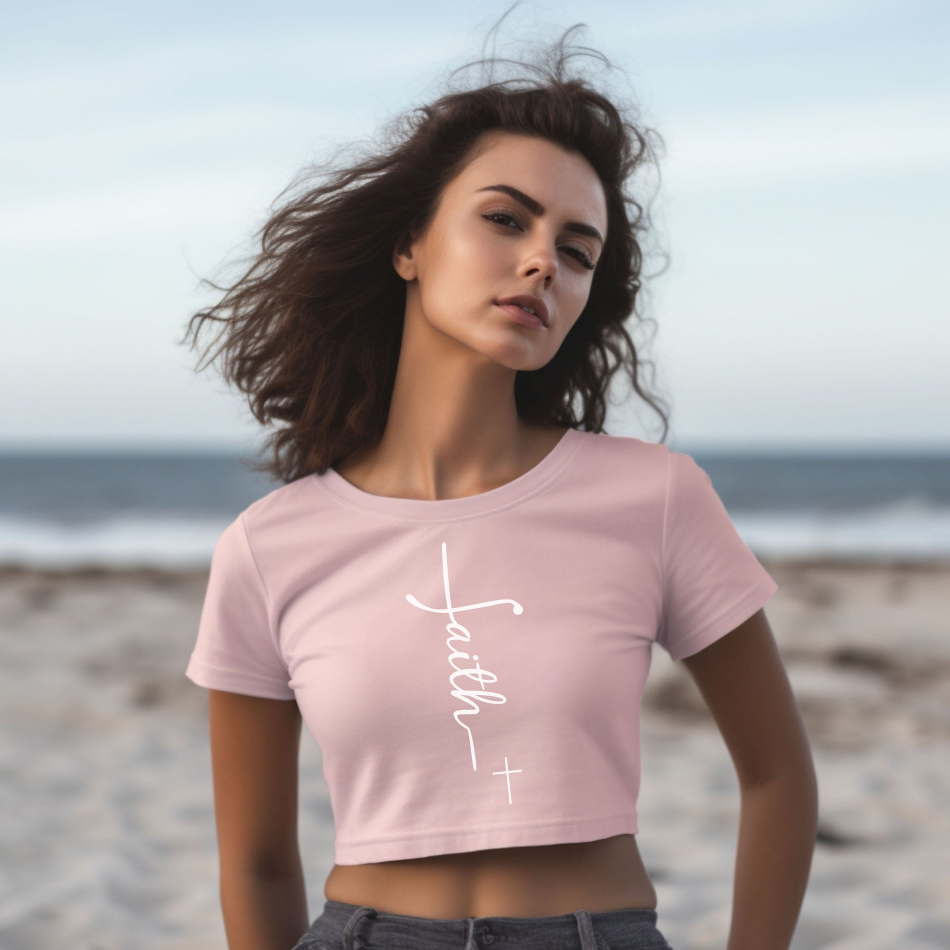 Faith + Cross Women's Crop Tee - My Faith My Father
