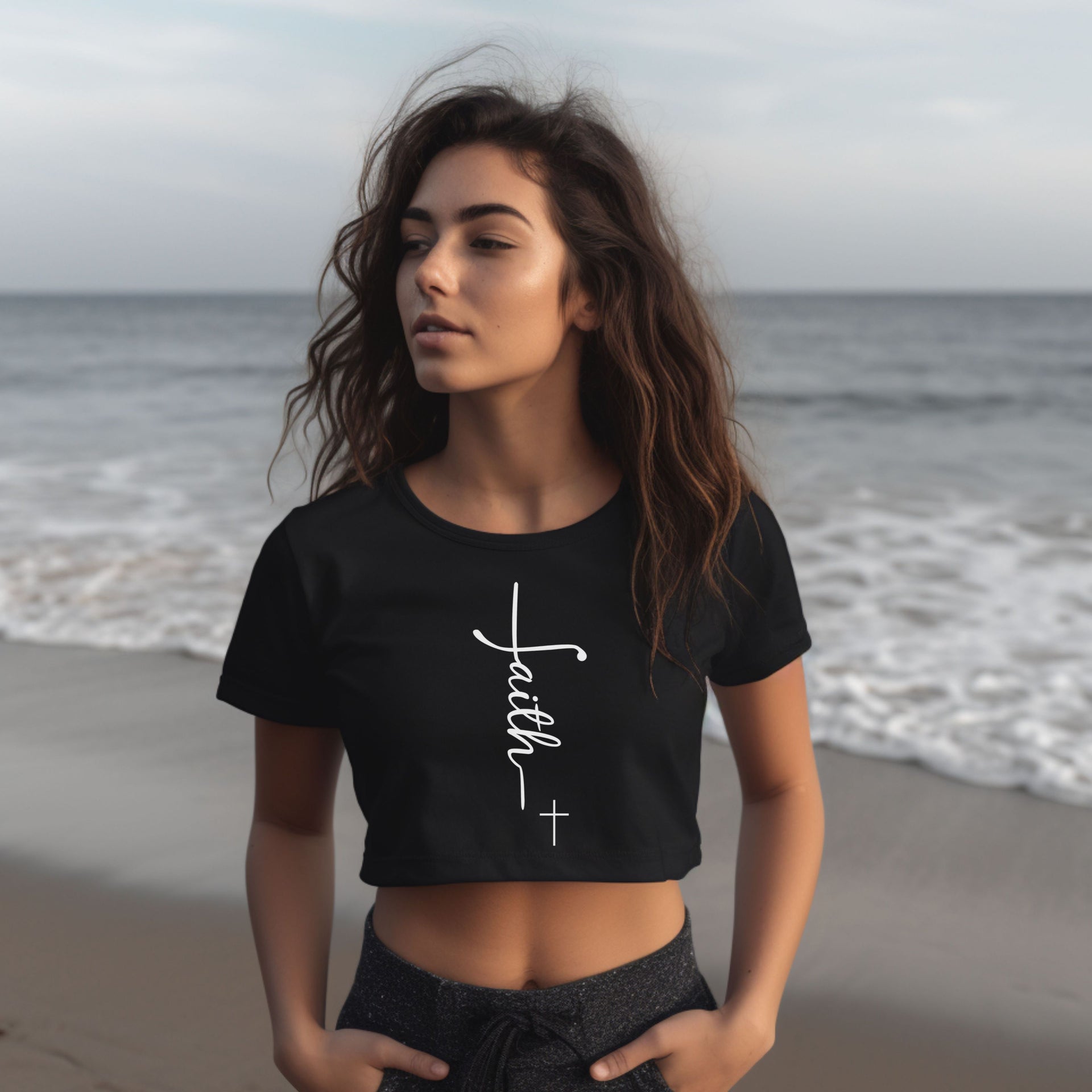 Faith + Cross Women's Crop Tee - My Faith My Father