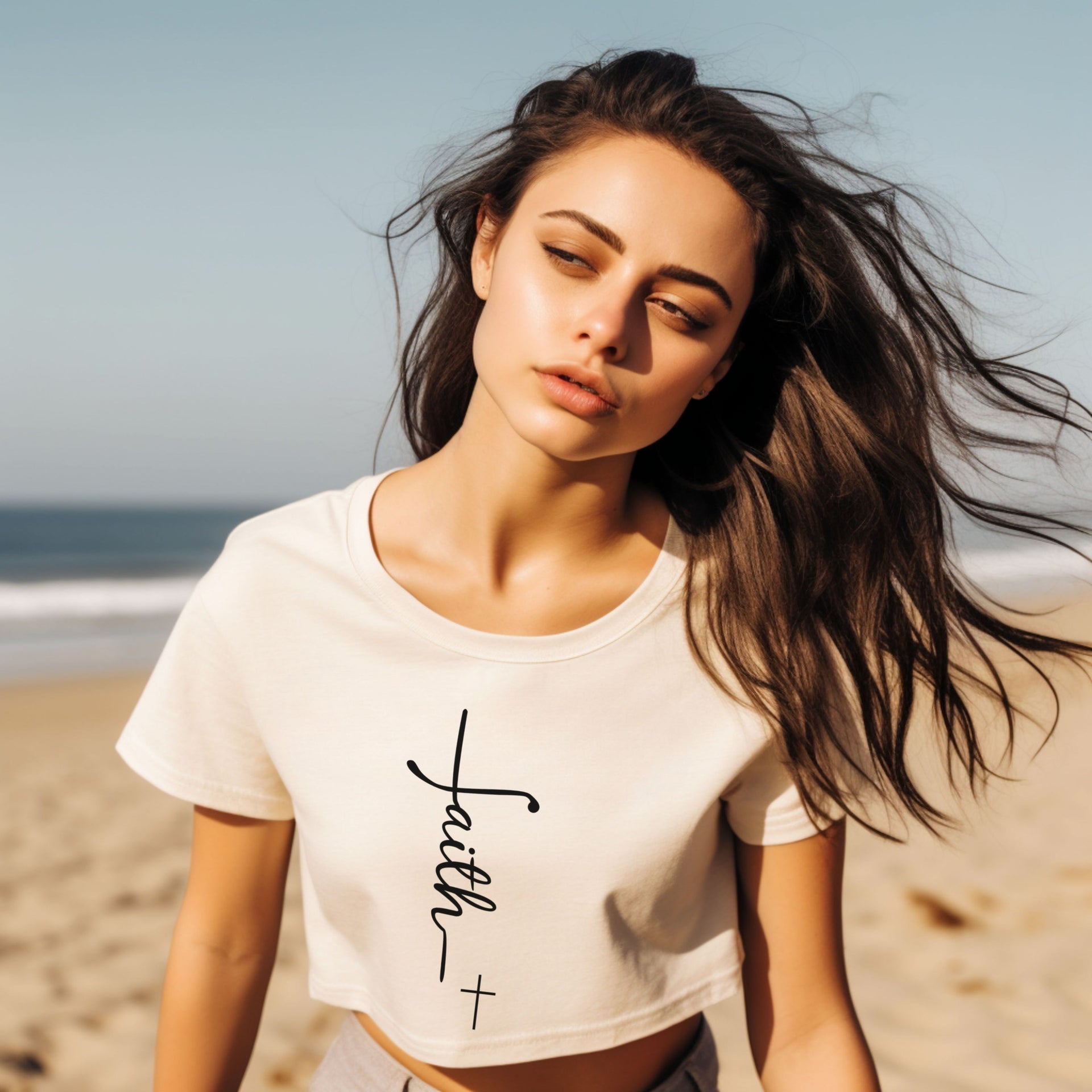Faith + Cross Women's Crop Tee - My Faith My Father
