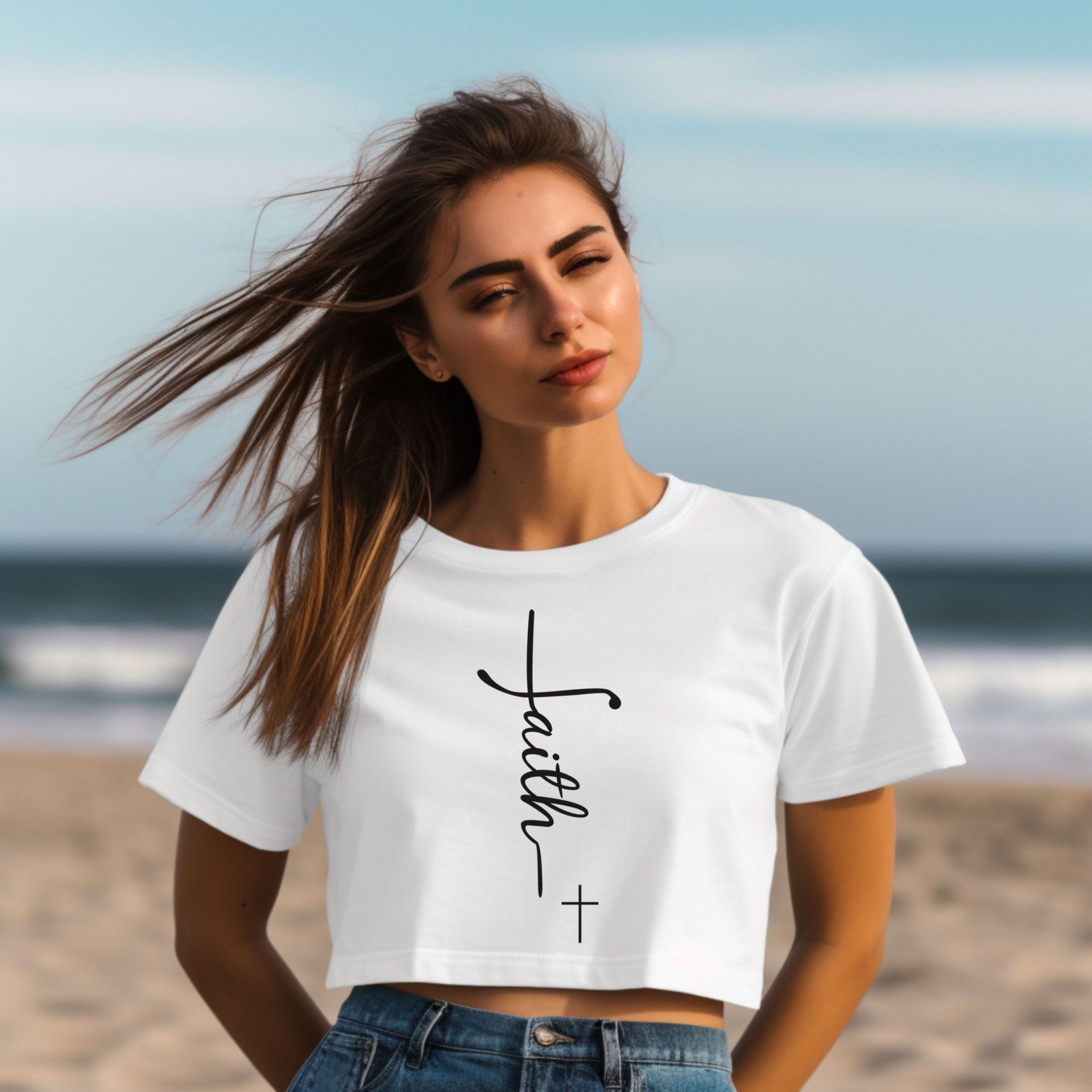 Faith + Cross Women's Crop Tee - My Faith My Father