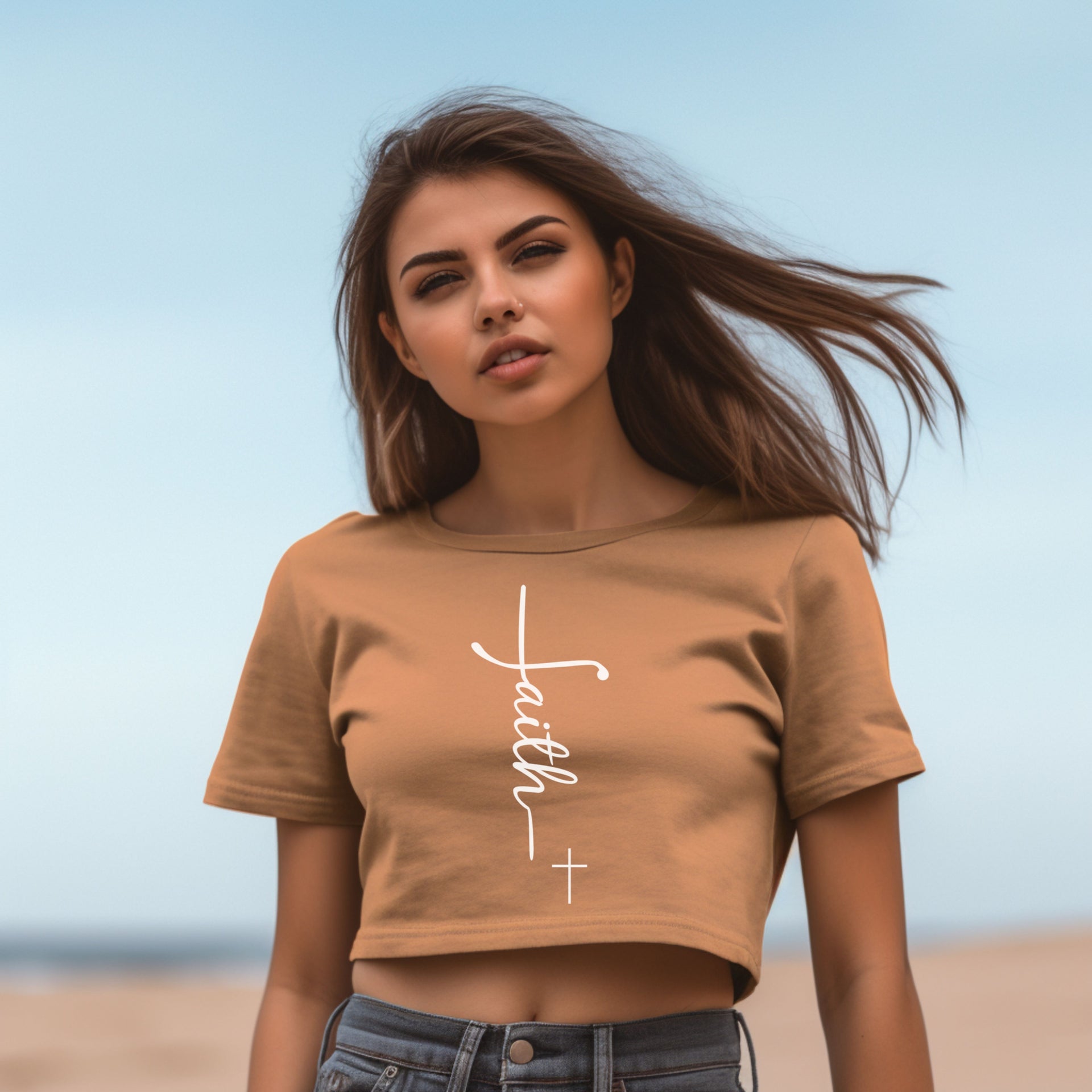 Faith + Cross Women's Crop Tee - My Faith My Father