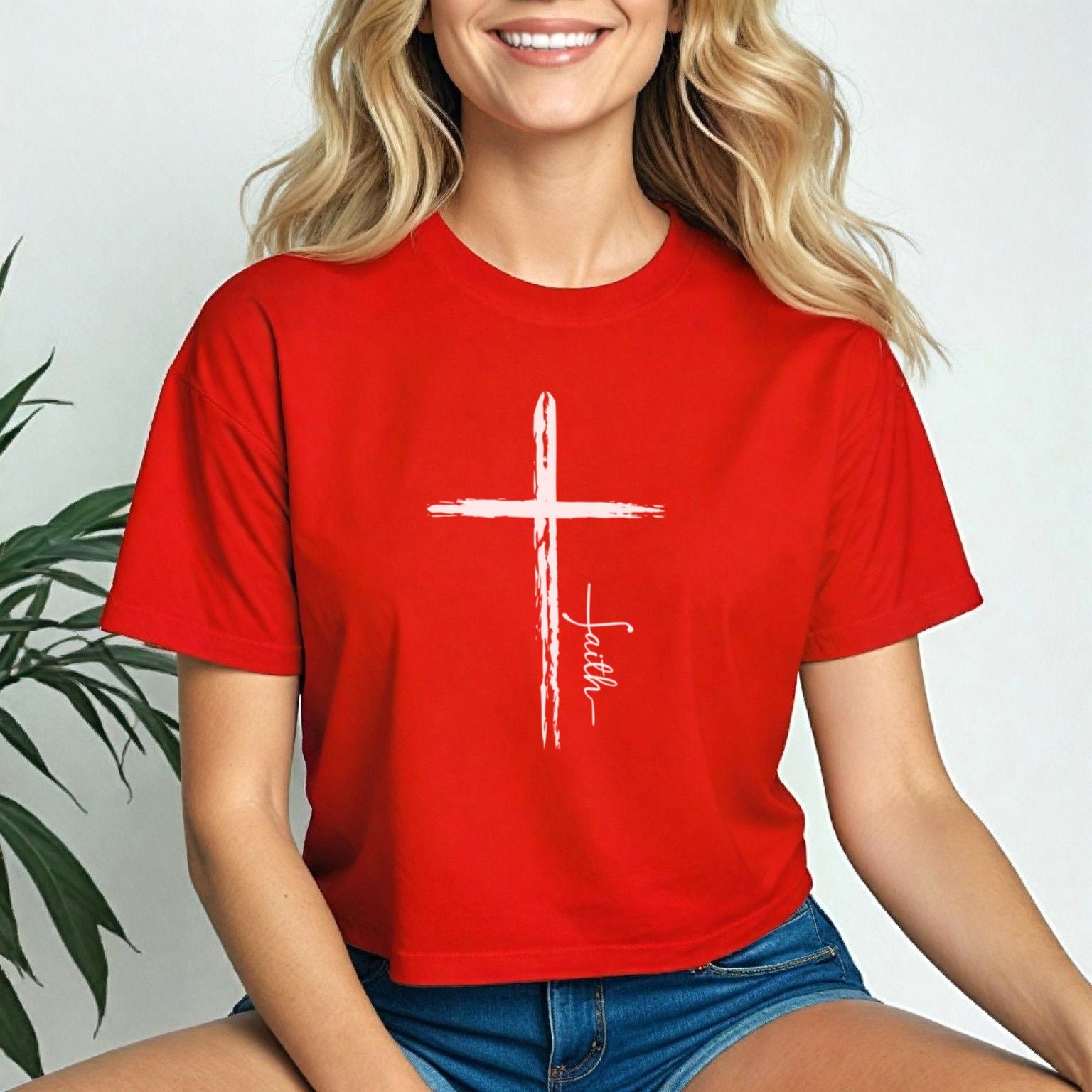 Cross With Faith Women's Crop Tee - My Faith My Father