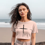 Cross With Faith Women's Crop Tee - My Faith My Father