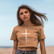 Cross With Faith Women's Crop Tee - My Faith My Father