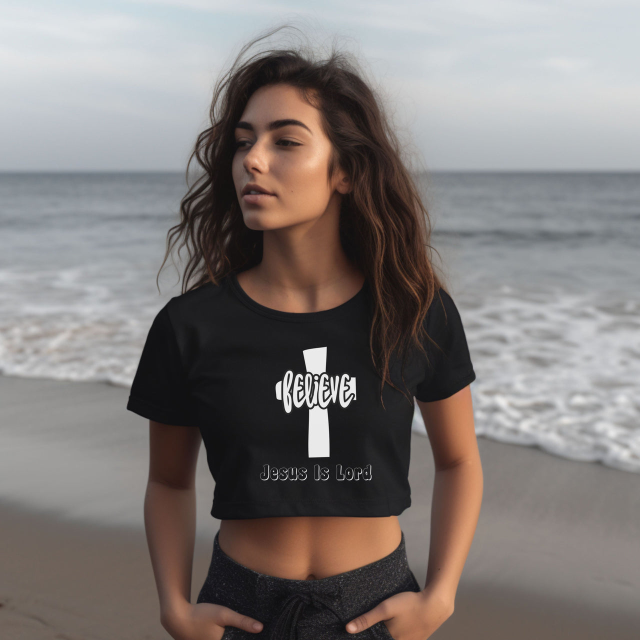 Believe Jesus Is Lord Women's Crop Tee - My Faith My Father