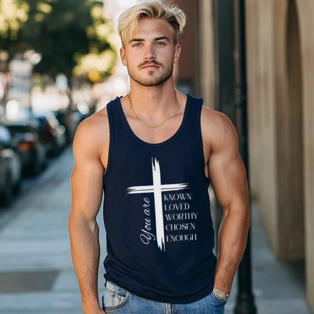 You Are Known, Loved, Worthy, Chosen, Enough,  Unisex Christian Tank Top | Inspirational Bible Verse Shirt | Faith-Based Affirmation Gift