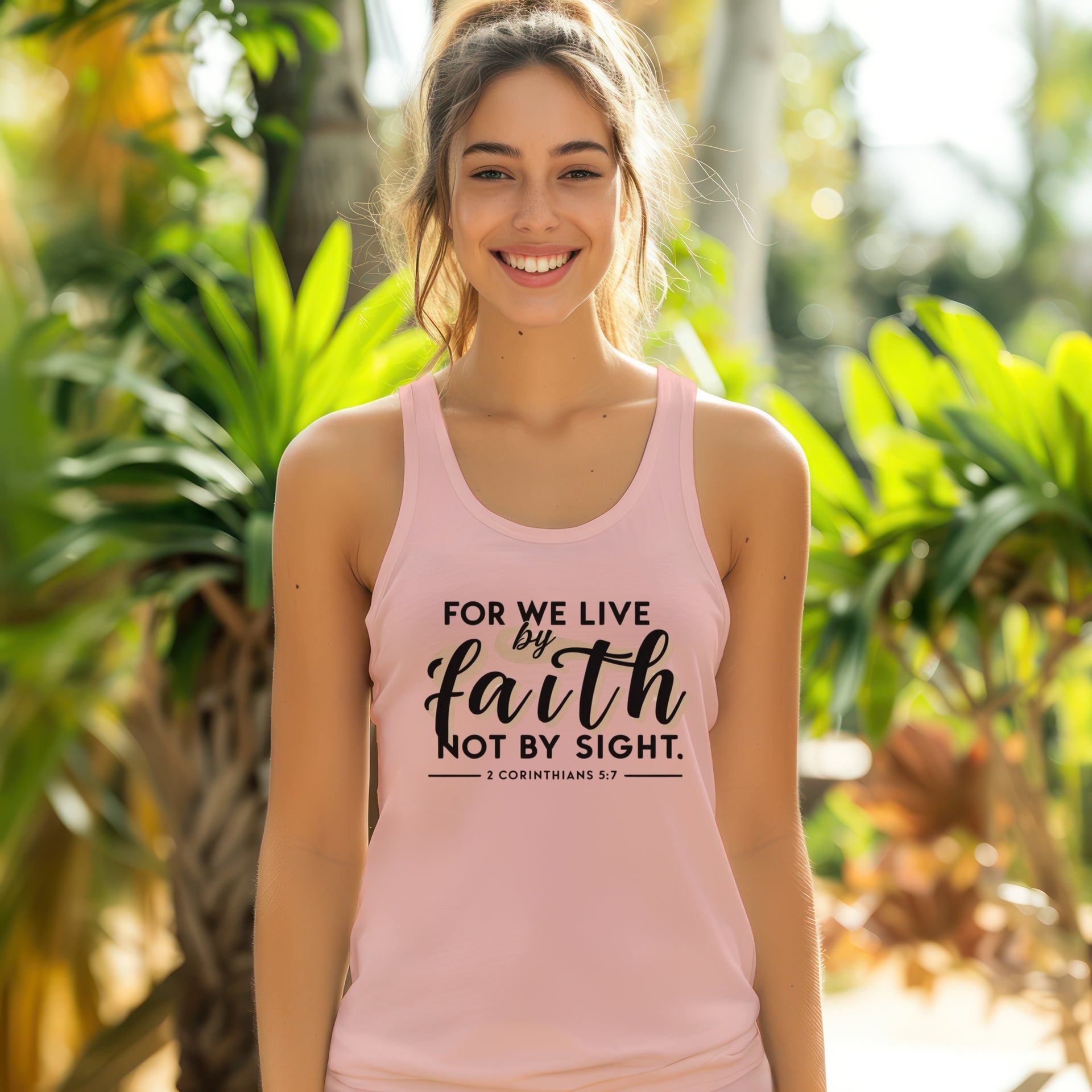 For We Live By Faith Women's Racerback Tank Top - My Faith My Father