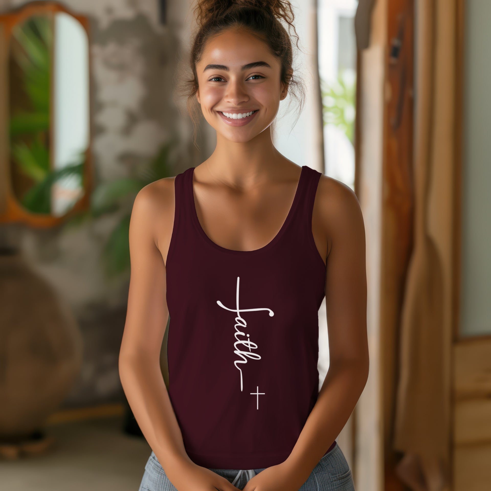 Faith + Cross Women's Flowy Racerback Tank - My Faith My Father