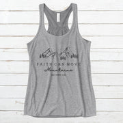 Faith Can Move Mountains Womens Christian Racerback Tank Top, Bible Verse Workout Shirt, Inspirational Faith Apparel, Spiritual Gift for Her - My Faith My Father