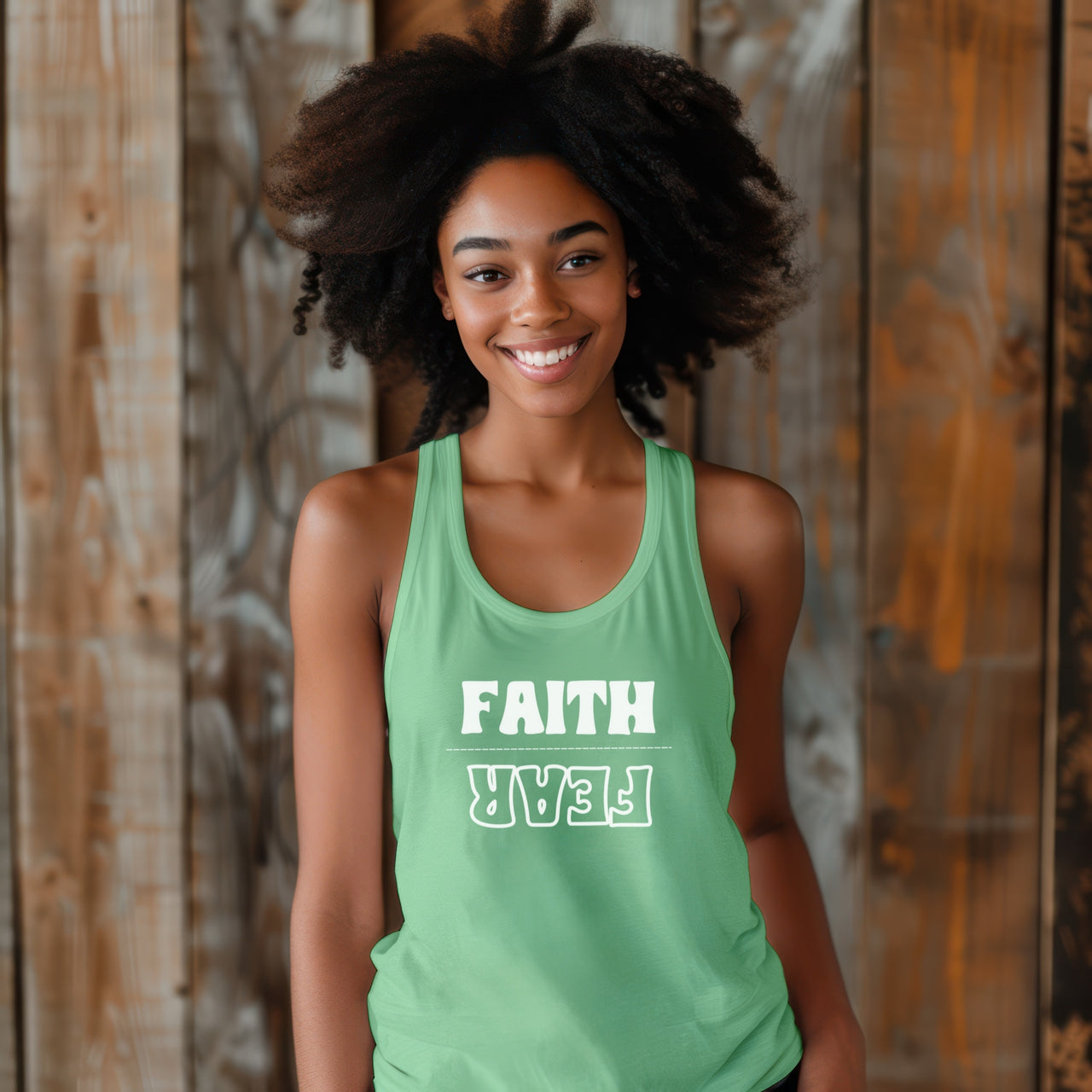 Faith Over Fear Tank Top, Women's Religious Tank Top, Inspirational Racerback Camisole, Christian Yoga Muscle Tee, Positive Gym - My Faith My Father