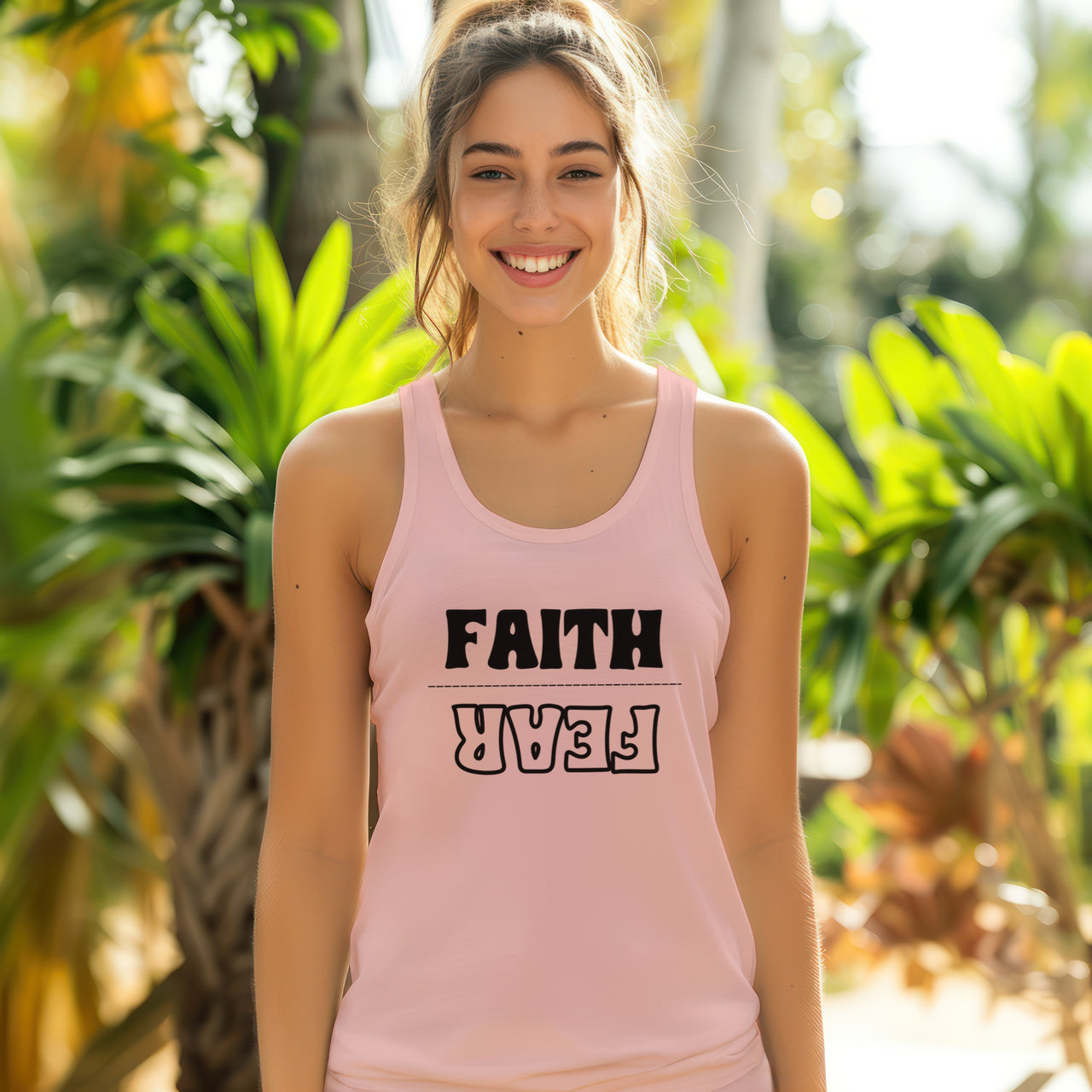 Faith Over Fear Tank Top, Women's Religious Tank Top, Inspirational Racerback Camisole, Christian Yoga Muscle Tee, Positive Gym - My Faith My Father