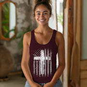 Flag With Cross Women's Racerback Tank Top, Patriotic Tank Top, Religious Tank Top, Faithful Workout Camisole - My Faith My Father