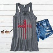 Flag With Cross Women's Racerback Tank Top, Patriotic Tank Top, Religious Tank Top, Faithful Workout Camisole - My Faith My Father