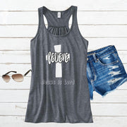 Believe Jesus Is Lord Flowy Racerback Tank Top - My Faith My Father