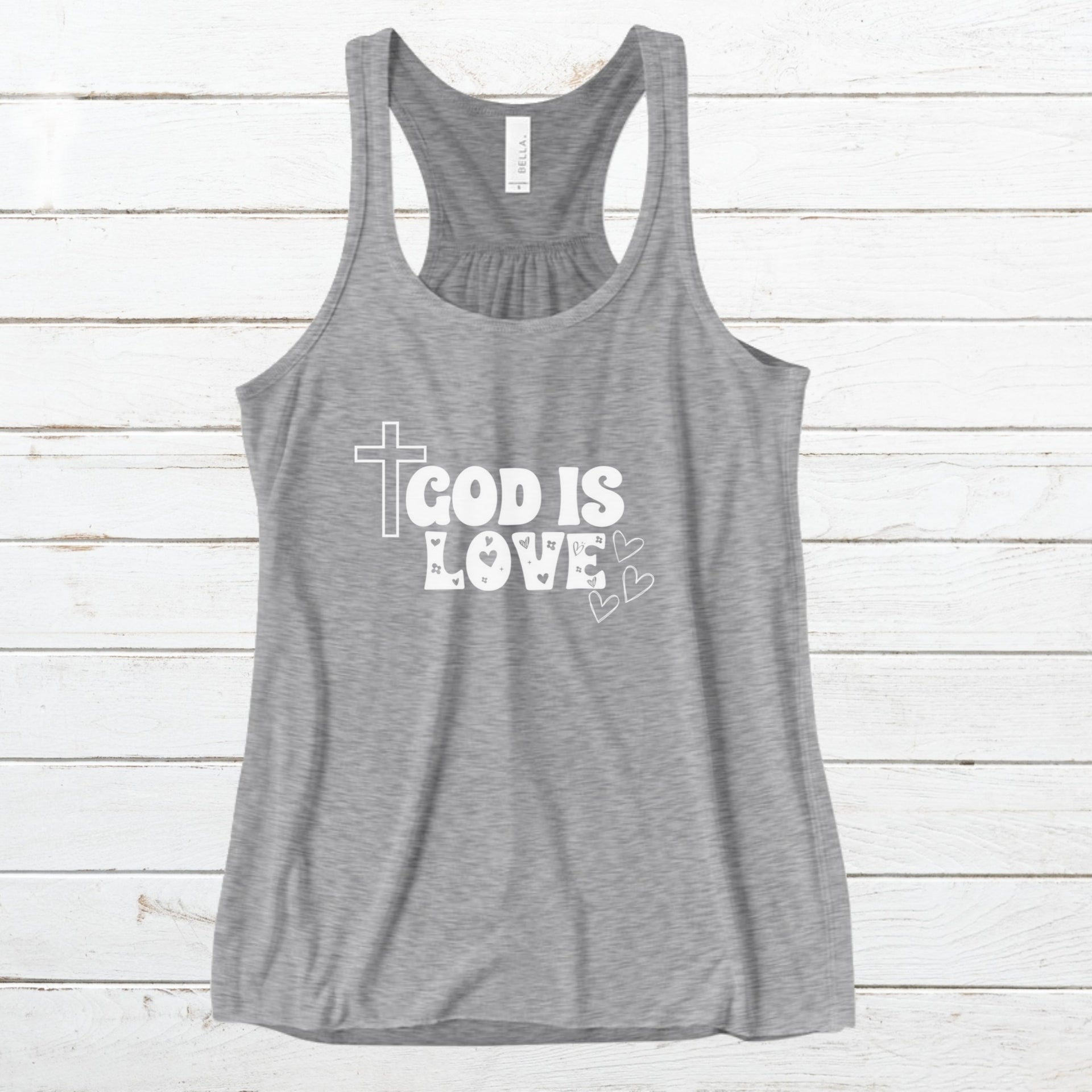 God is Love Womens Flowy Racerback Tank Top - My Faith My Father