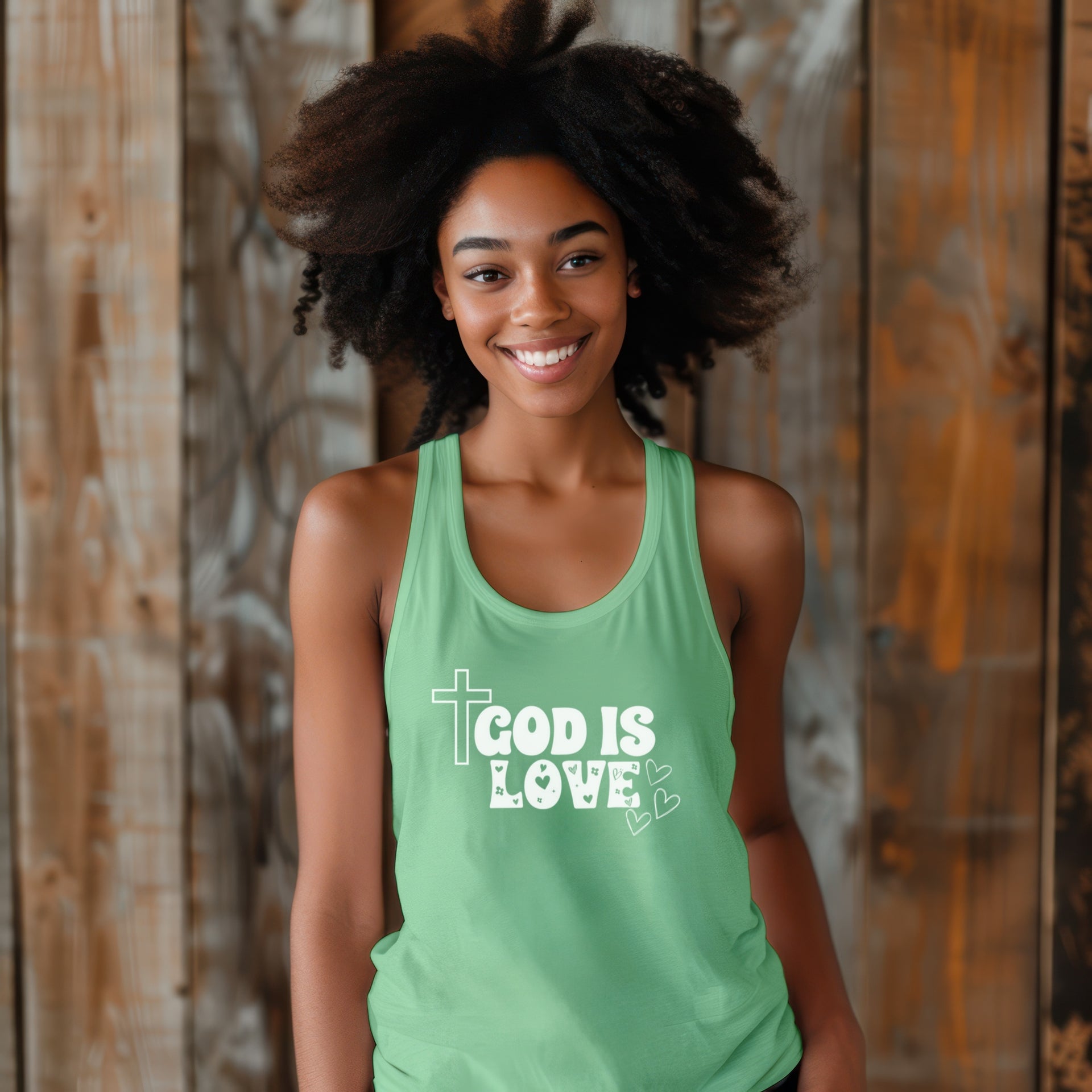 God is Love Womens Flowy Racerback Tank Top - My Faith My Father