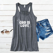 God is Love Womens Flowy Racerback Tank Top - My Faith My Father
