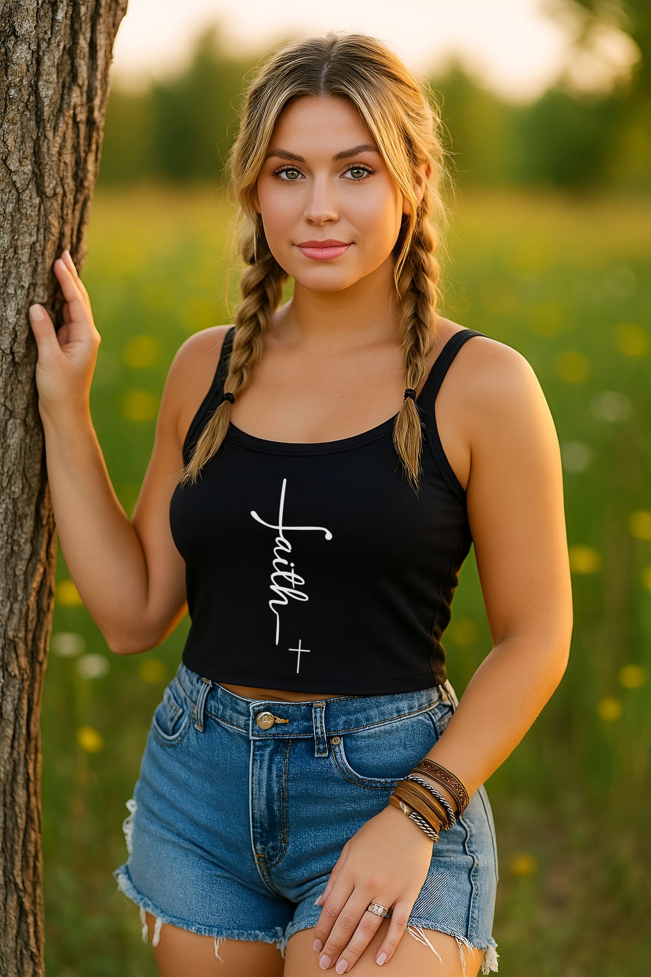 Faith + Cross Women's Spaghetti Strap Tank Top - My Faith My Father