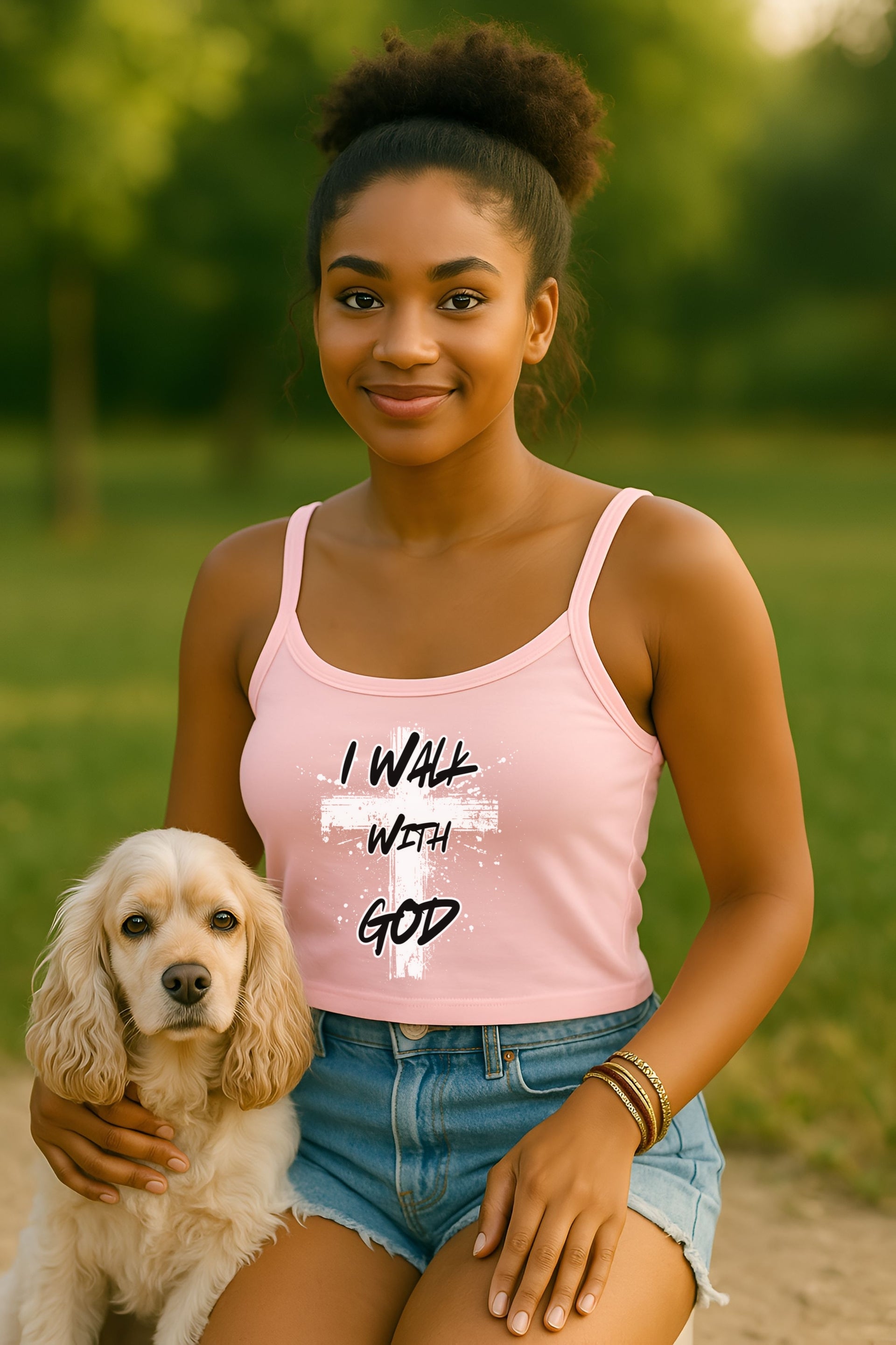 I Walk With God Women's Spaghetti Strap Tank Top - My Faith My Father
