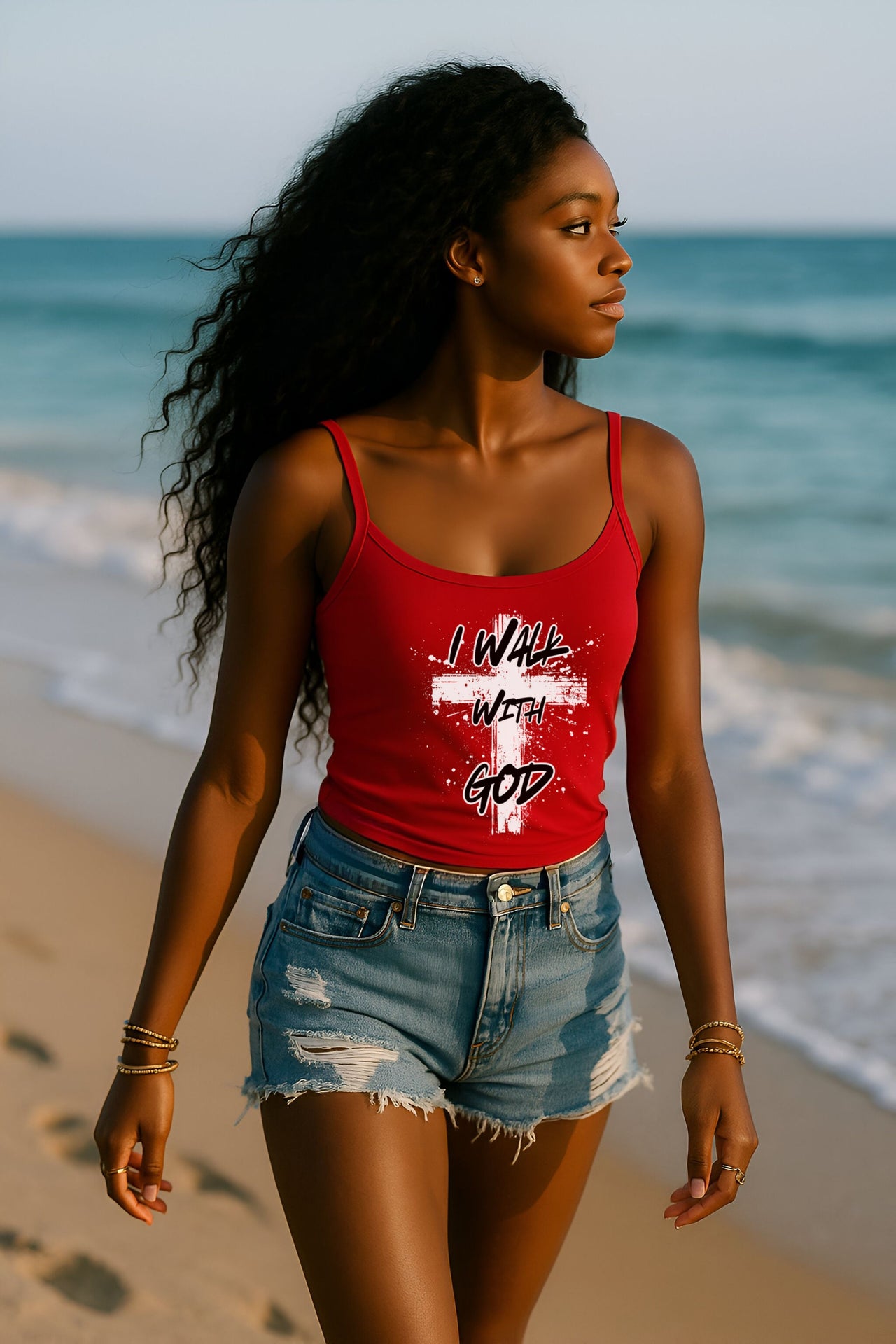 I Walk With God Women's Spaghetti Strap Tank Top - My Faith My Father