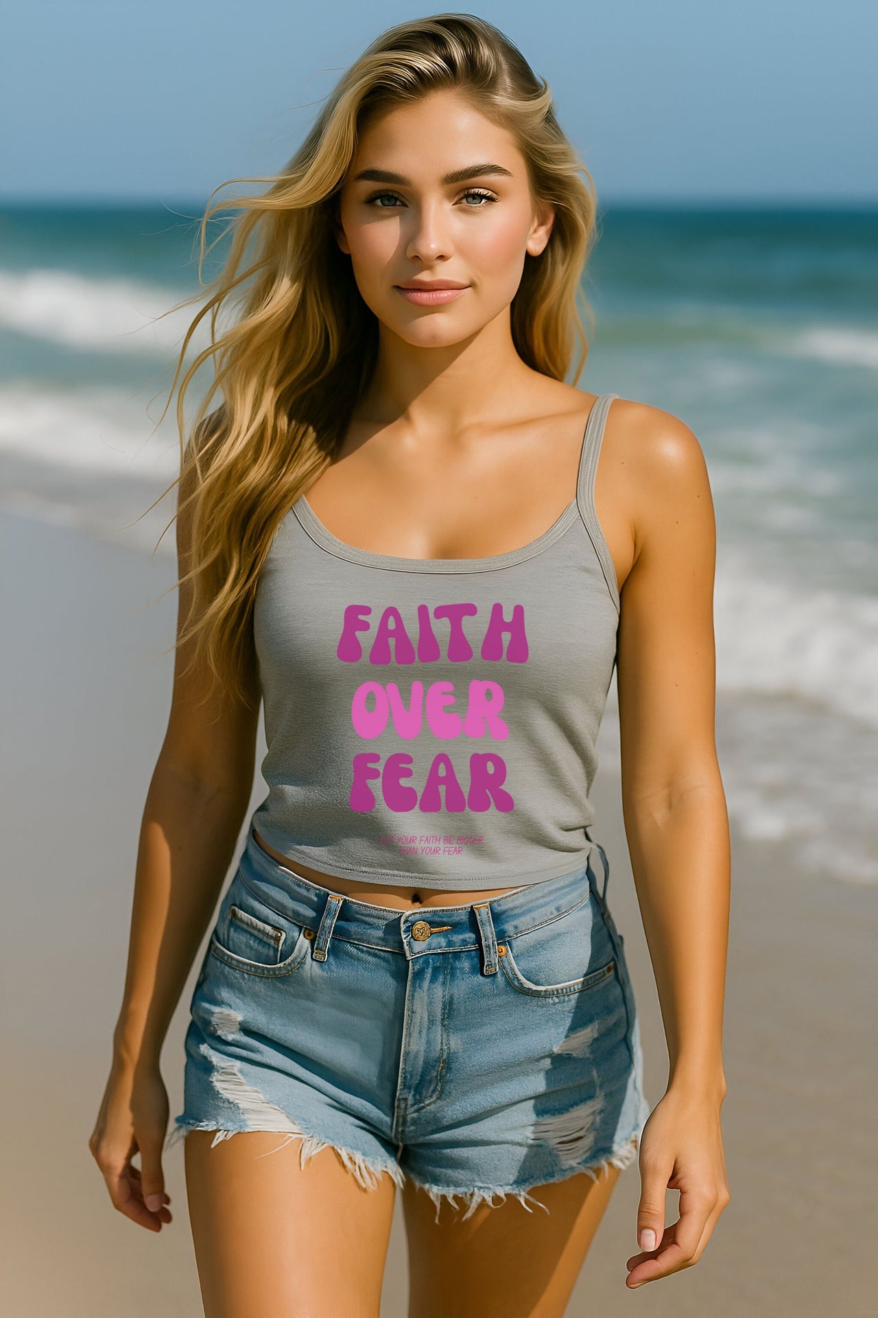 Faith Over Fear Women's Spaghetti Strap Tank Top - My Faith My Father