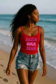 Faith Over Fear Women's Spaghetti Strap Tank Top - My Faith My Father