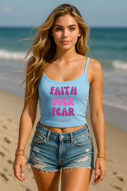 Faith Over Fear Women's Spaghetti Strap Tank Top - My Faith My Father
