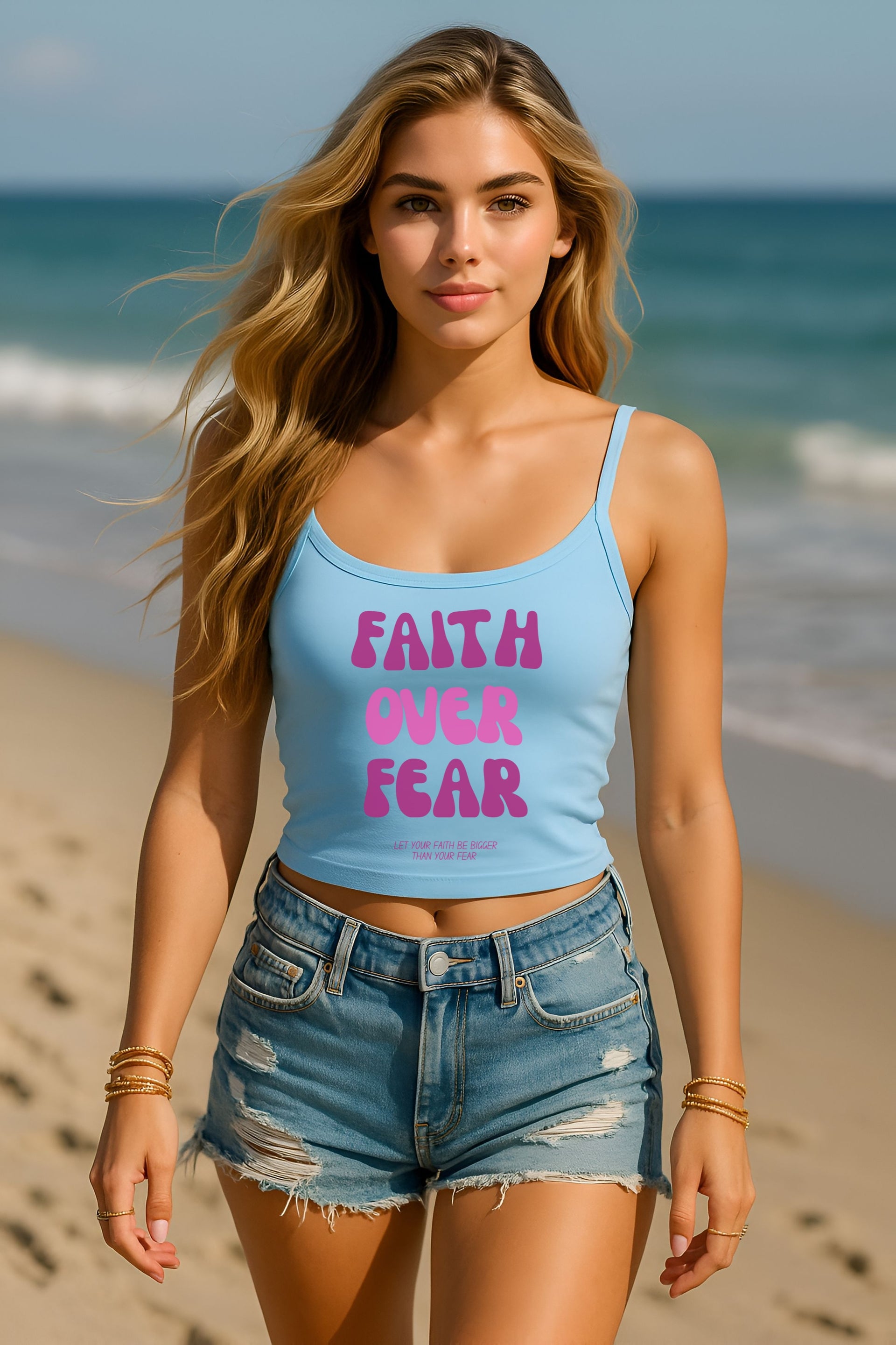 Faith Over Fear Women's Spaghetti Strap Tank Top - My Faith My Father