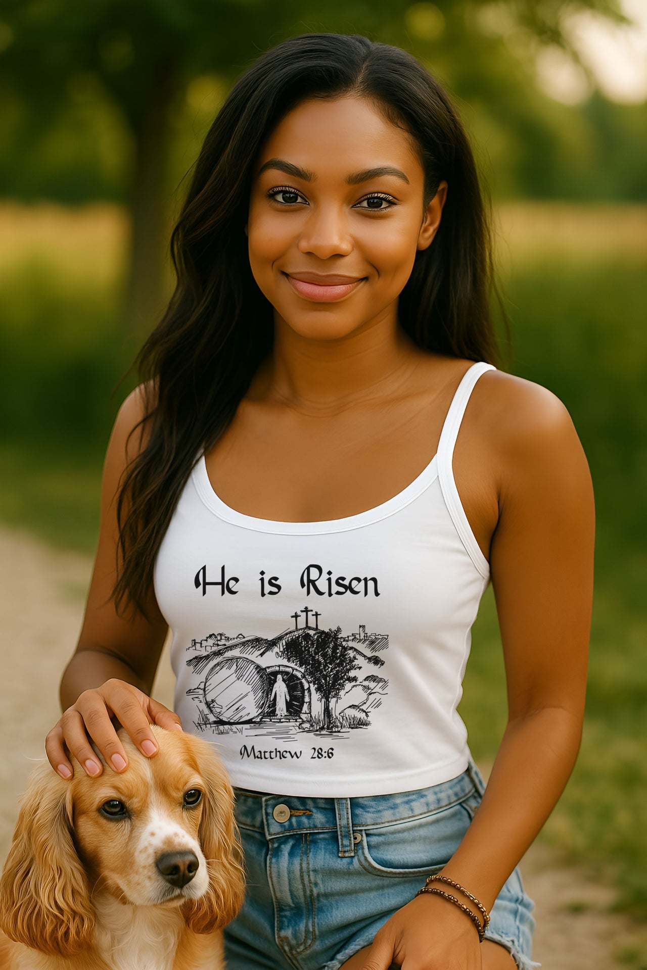 He is Risen Women's Spaghetti Strap Tank Top - My Faith My Father
