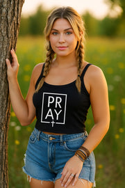 Pray + Cross Women's Spaghetti Strap Tank Top - My Faith My Father