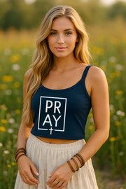 Pray + Cross Women's Spaghetti Strap Tank Top - My Faith My Father
