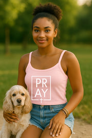 Pray + Cross Women's Spaghetti Strap Tank Top - My Faith My Father