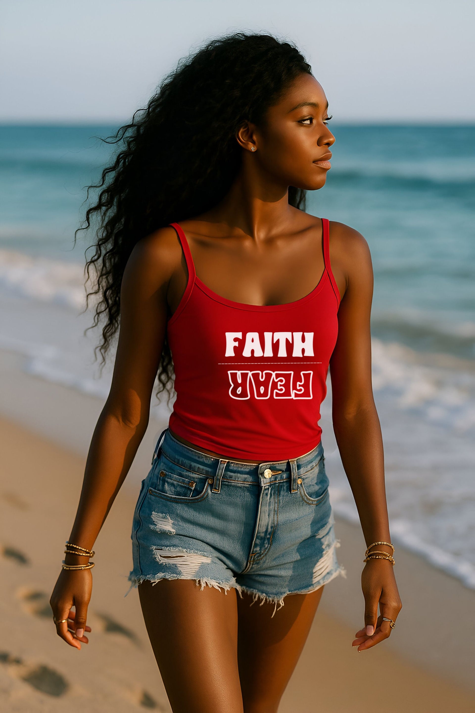 Faith Over Fear Women's Spaghetti Strap Tank Top - My Faith My Father