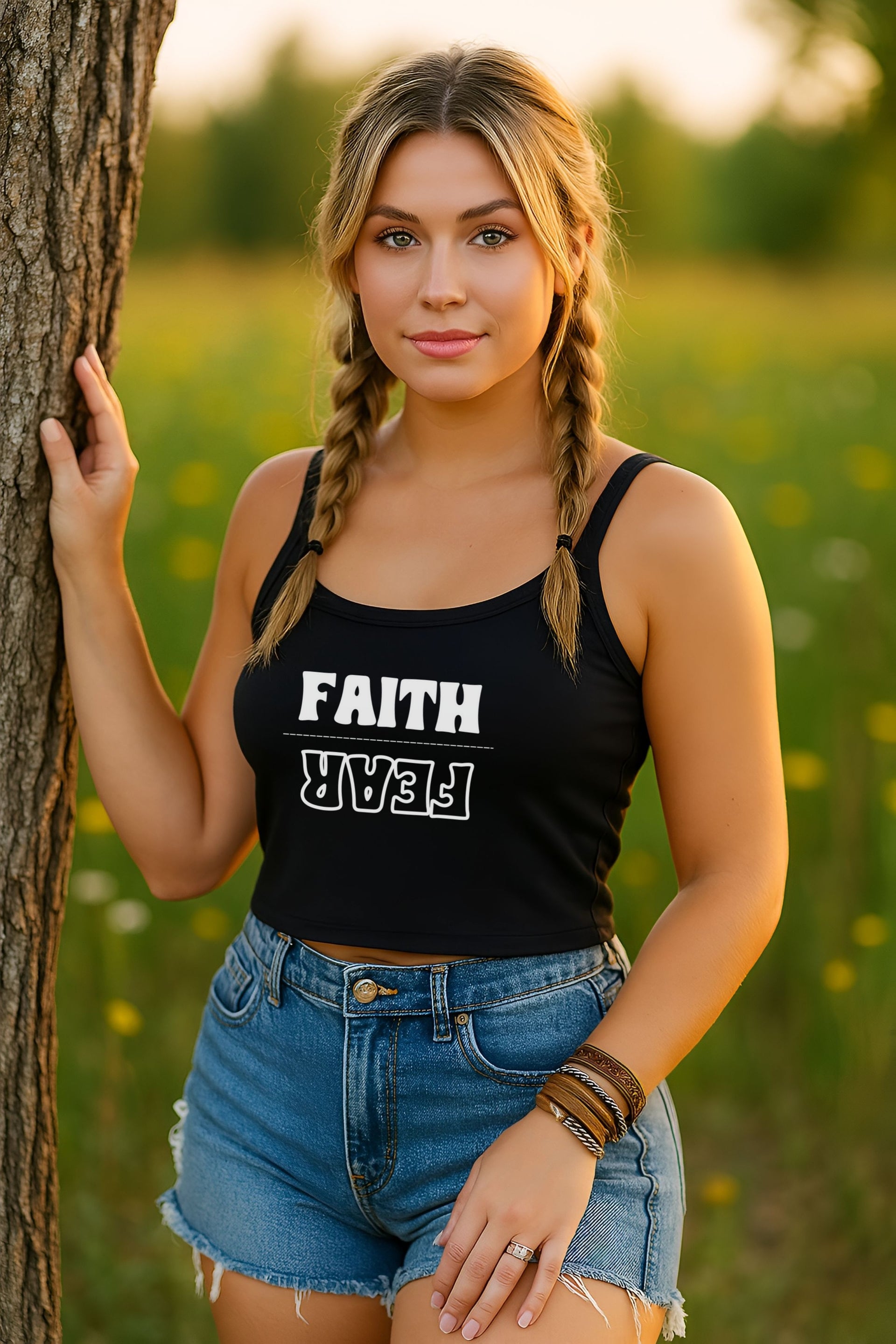 Faith Over Fear Women's Spaghetti Strap Tank Top - My Faith My Father