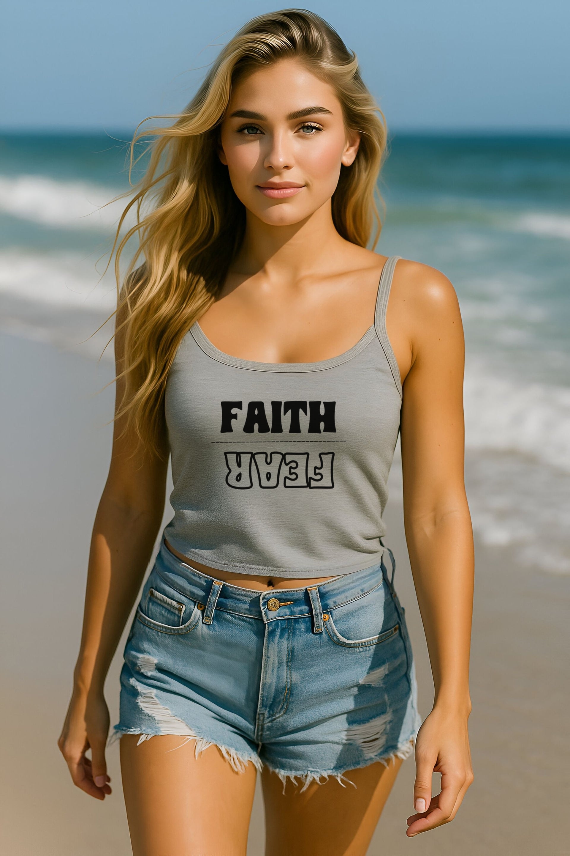 Faith Over Fear Women's Spaghetti Strap Tank Top - My Faith My Father